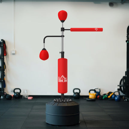3-in-1 Freestanding Boxing Punching Bag with 2 Speed Balls & 360° Reflex Bar, Adjustable 160-230cm Height - Red
