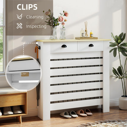 95.5H x 111Wcm Radiator Cover, with Drawer - White