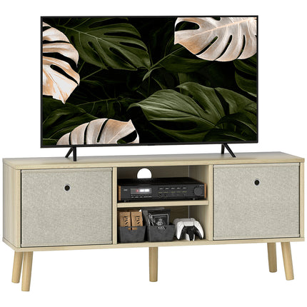 TV Cabinet Stand Unit for TVs up to 50'' with Foldable Drawers and Storage - Natural