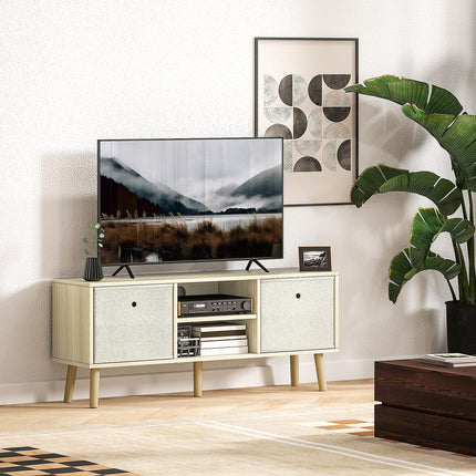 TV Cabinet Stand Unit for TVs up to 50'' with Foldable Drawers and Storage - Natural