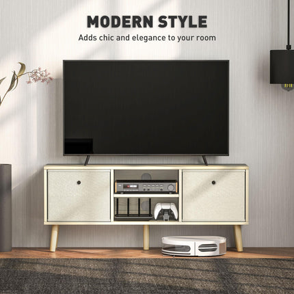 TV Cabinet Stand Unit for TVs up to 50'' with Foldable Drawers and Storage - Natural