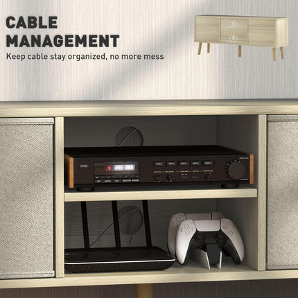 TV Cabinet Stand Unit for TVs up to 50'' with Foldable Drawers and Storage - Natural