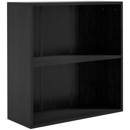 2 Tier Adjustable Bookshelf with 2 Compartments for Home Office, Living Room, Study - Black