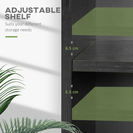 2 Tier Adjustable Bookshelf with 2 Compartments for Home Office, Living Room, Study - Black