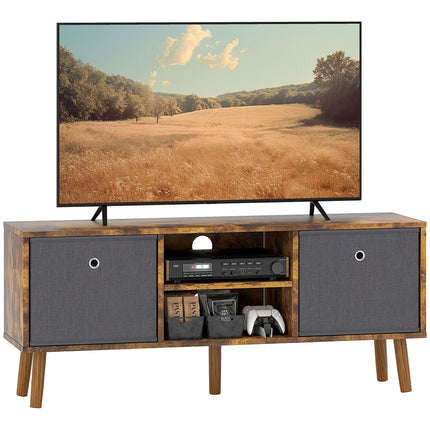 TV Cabinet Stand for TVs up to 50'' with Foldable Drawers and Open Shelves - Rustic Brown
