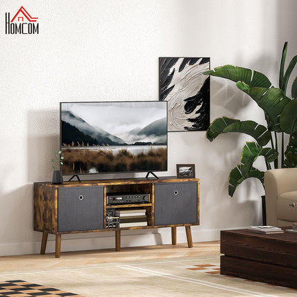 TV Cabinet Stand for TVs up to 50'' with Foldable Drawers and Open Shelves - Rustic Brown