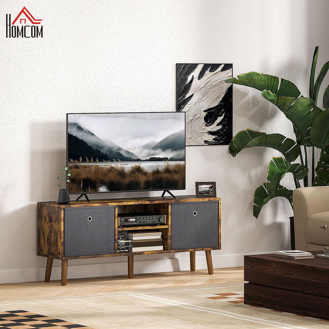 TV Cabinet Stand for TVs up to 50'' with Foldable Drawers and Open Shelves - Rustic Brown