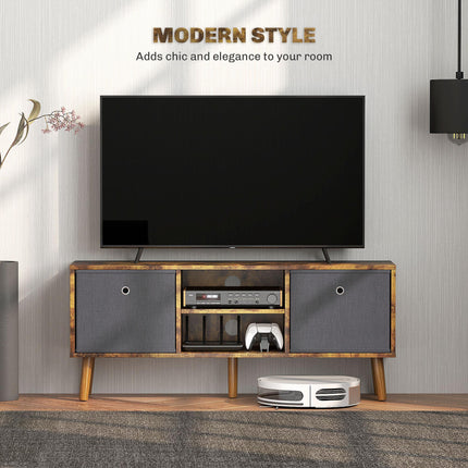 TV Cabinet Stand for TVs up to 50'' with Foldable Drawers and Open Shelves - Rustic Brown