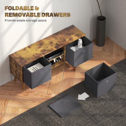 TV Cabinet Stand for TVs up to 50'' with Foldable Drawers and Open Shelves - Rustic Brown