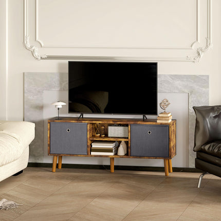 TV Cabinet Stand for TVs up to 50'' with Foldable Drawers and Open Shelves - Rustic Brown