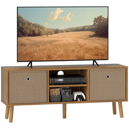 TV Cabinet Stand Unit for TVs up to 50" with Foldable Drawers and Shelves - Brown