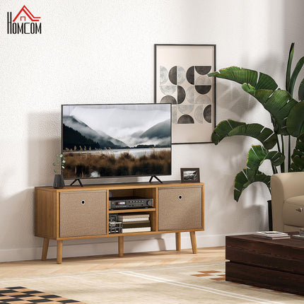 TV Cabinet Stand Unit for TVs up to 50" with Foldable Drawers and Shelves - Brown
