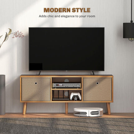 TV Cabinet Stand Unit for TVs up to 50" with Foldable Drawers and Shelves - Brown