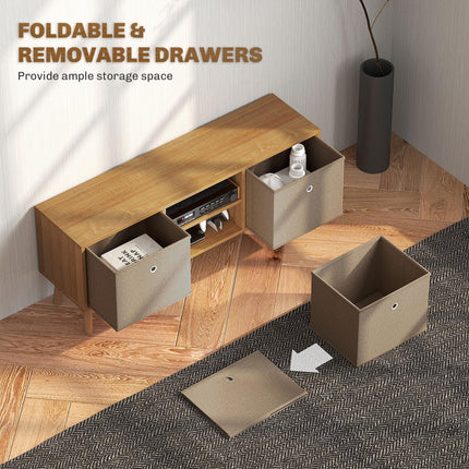 TV Cabinet Stand Unit for TVs up to 50" with Foldable Drawers and Shelves - Brown