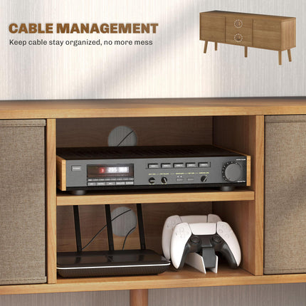 TV Cabinet Stand Unit for TVs up to 50" with Foldable Drawers and Shelves - Brown