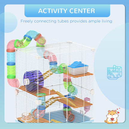 5 Tier Hamster Cage Carrier Habitat with Exercise Wheels and Tunnel - Light Blue