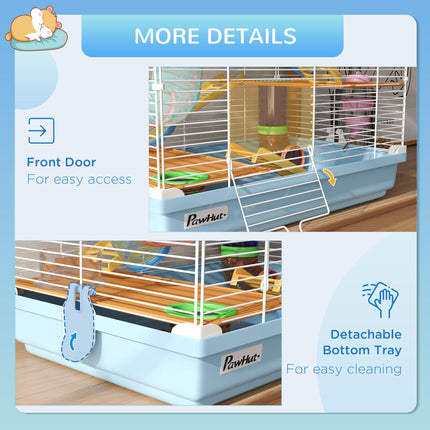 5 Tier Hamster Cage Carrier Habitat with Exercise Wheels and Tunnel - Light Blue