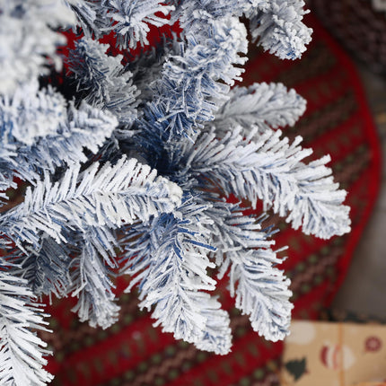 6ft Hinged Flocked Artificial Christmas Tree with 700 Snow Frosted Tips and Metal Stand - Blue