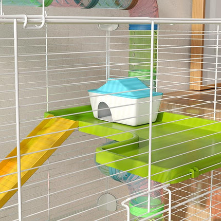 Hamster Cage with Water Bottle, Exercise Wheel, Tubes & Ramps - Green