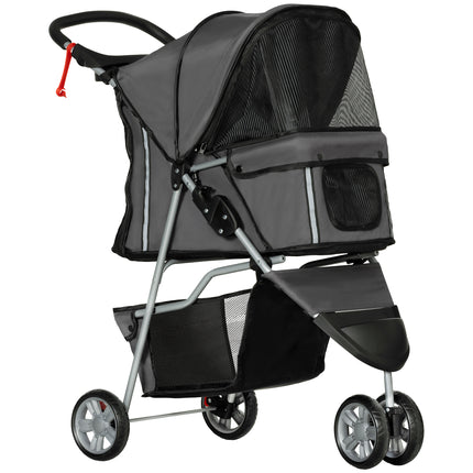 3 Wheel Pet Stroller for Small and Miniature Dogs - Charcoal Grey