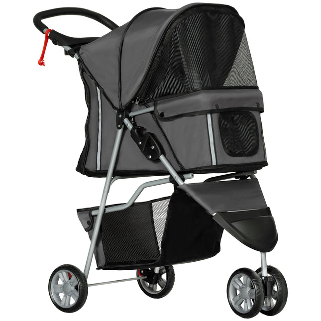 3 Wheel Pet Stroller for Small and Miniature Dogs - Charcoal Grey