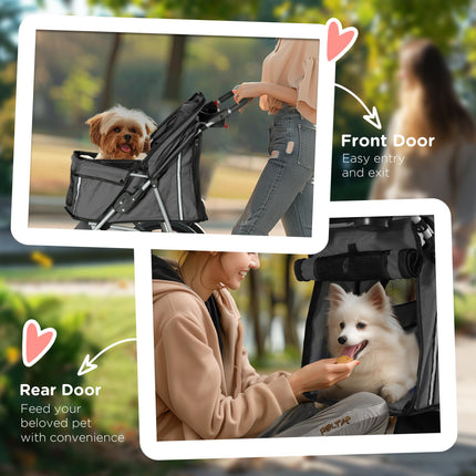 3 Wheel Pet Stroller for Small and Miniature Dogs - Charcoal Grey
