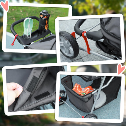 3 Wheel Pet Stroller for Small and Miniature Dogs - Charcoal Grey