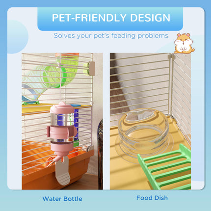 5 Tier Hamster Cage Carrier Habitat with Exercise Wheel and Tunnel - Orange