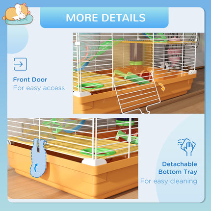 5 Tier Hamster Cage Carrier Habitat with Exercise Wheel and Tunnel - Orange