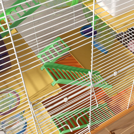 5 Tier Hamster Cage Carrier Habitat with Exercise Wheel and Tunnel - Orange