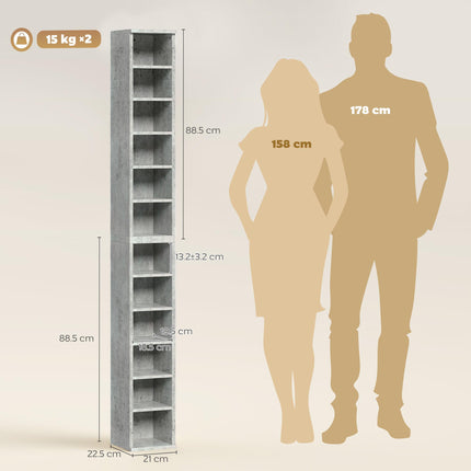 Set of Two 102-CD Storage Units with Adjustable Shelves - Cement Grey