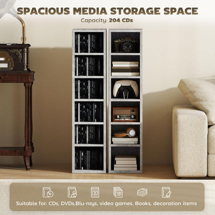 Set of Two 102-CD Storage Units with Adjustable Shelves - Cement Grey