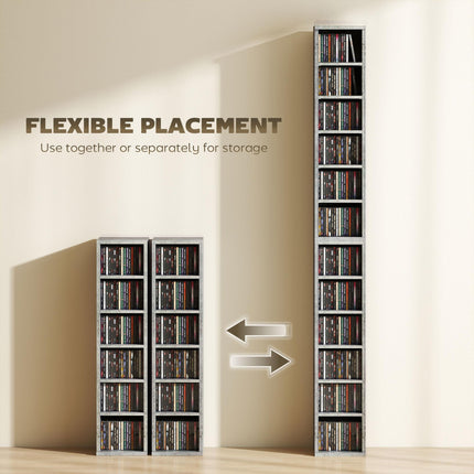 Set of Two 102-CD Storage Units with Adjustable Shelves - Cement Grey