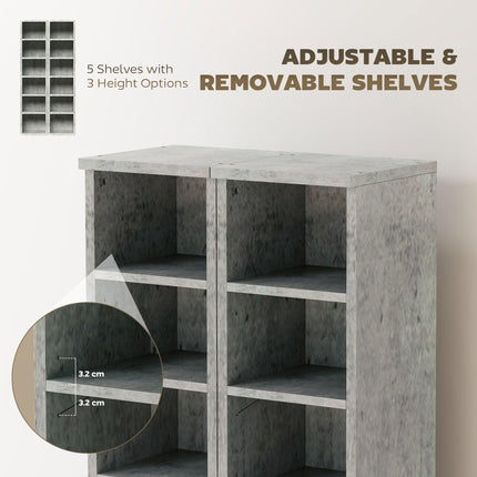 Set of Two 102-CD Storage Units with Adjustable Shelves - Cement Grey