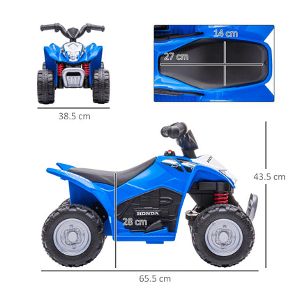 Honda Licensed 6V Electric Kids Quad Bike for Ages 1.5-3 Years - Blue