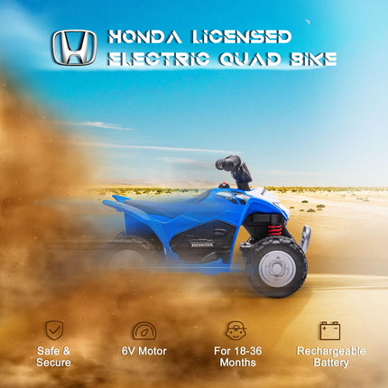 Honda Licensed 6V Electric Kids Quad Bike for Ages 1.5-3 Years - Blue