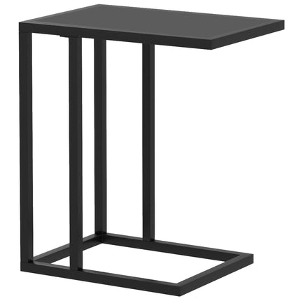 C Shape Bedside Table w/Metal Frame Wood-Effect Top Sofa Narrow Snack End Table