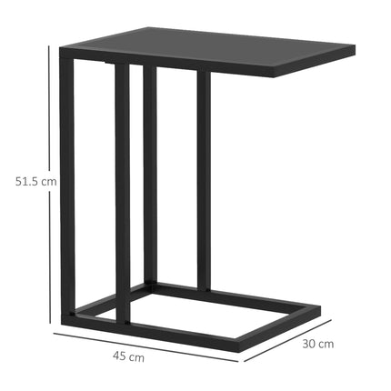 C Shape Bedside Table w/Metal Frame Wood-Effect Top Sofa Narrow Snack End Table