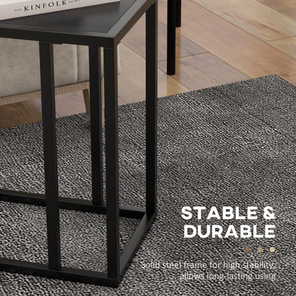 C Shape Bedside Table w/Metal Frame Wood-Effect Top Sofa Narrow Snack End Table