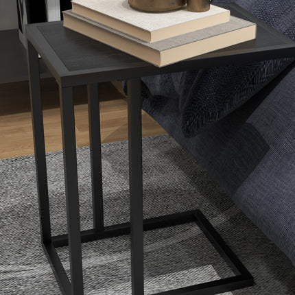 C Shape Bedside Table w/Metal Frame Wood-Effect Top Sofa Narrow Snack End Table