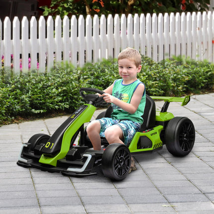 24V Electric Go Kart with Adjustable Seat for Kids 6-12 Years - Green