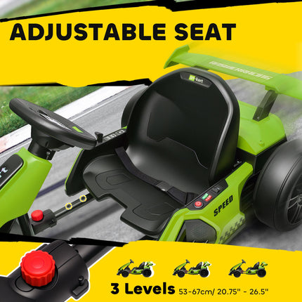24V Electric Go Kart with Adjustable Seat for Kids 6-12 Years - Green