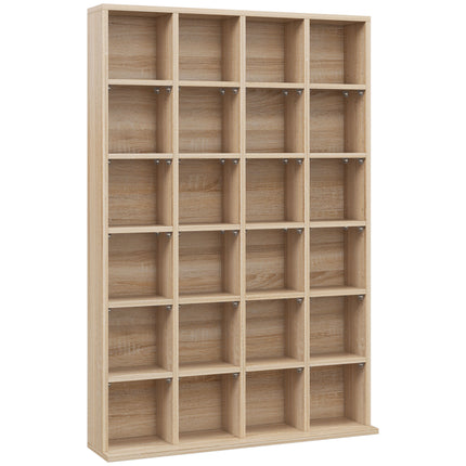 CD Storage Unit with 4 Adjustable Shelves 89x130.5 cm - Natural Wood Finish
