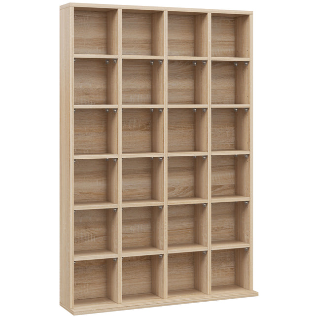 CD Storage Unit with 4 Adjustable Shelves 89x130.5 cm - Natural Wood Finish