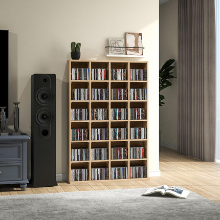 CD Storage Unit with 4 Adjustable Shelves 89x130.5 cm - Natural Wood Finish