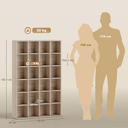 CD Storage Unit with 4 Adjustable Shelves 89x130.5 cm - Natural Wood Finish