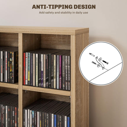 CD Storage Unit with 4 Adjustable Shelves 89x130.5 cm - Natural Wood Finish