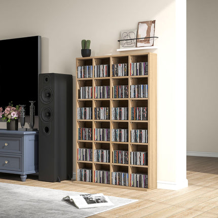 CD Storage Unit with 4 Adjustable Shelves 89x130.5 cm - Natural Wood Finish