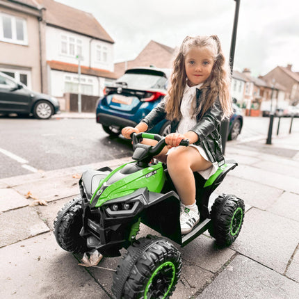 12V Kids Ride-On Quad Bike with Music, Horn & LED Lights for Ages 3-5 - Green