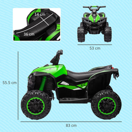 12V Kids Ride-On Quad Bike with Music, Horn & LED Lights for Ages 3-5 - Green